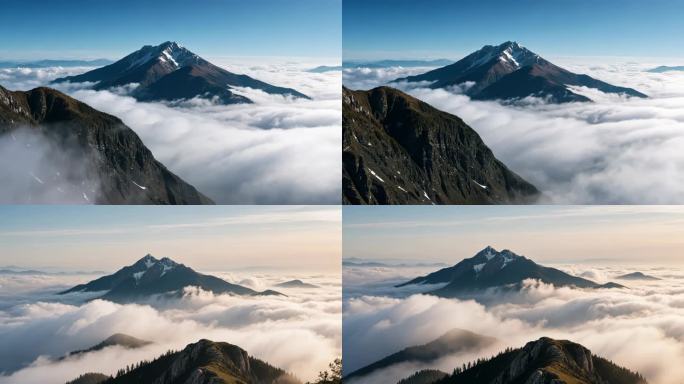 山巅之上俯瞰壮阔云海