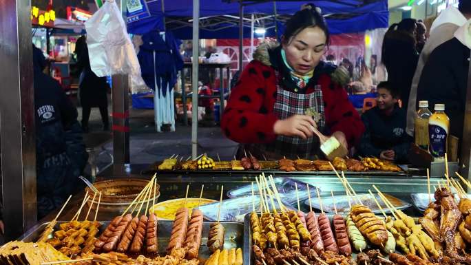 夜市摆摊 美食一条街 夜市小吃