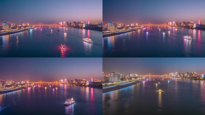 武汉长江蓝调城市夜景延时风光宣传片