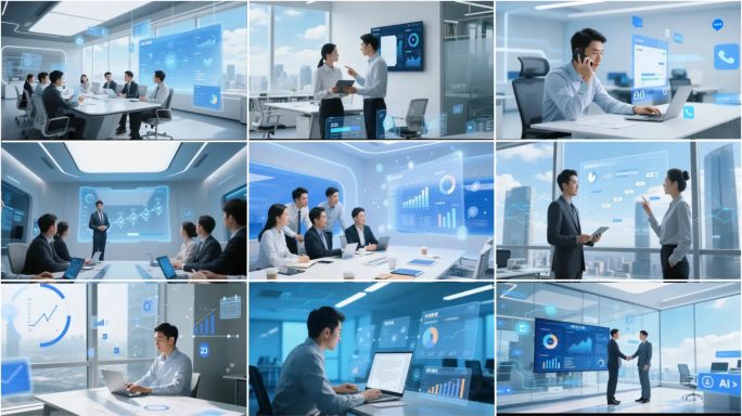 高端商务科技办公商务智慧办公开会会议工作