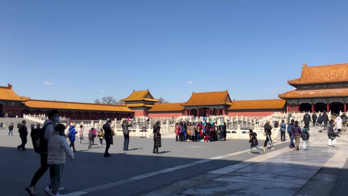 北京故宫博物院，旅游的游客观光群