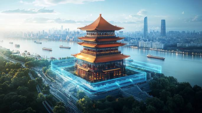 武汉科技城市 黄鹤楼 赛博朋克 智慧城市