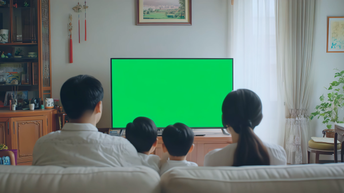 客厅电视机电视绿屏绿幕抠像合成