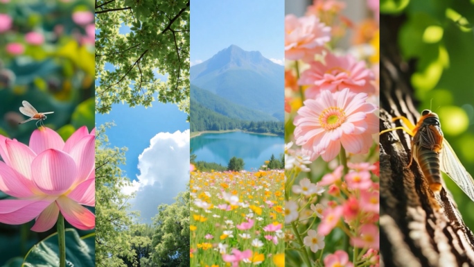 竖版夏天节气立夏夏至自然清新文艺唯美空镜