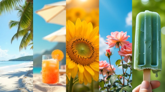 竖版夏天节气立夏夏至自然清新文艺唯美空镜
