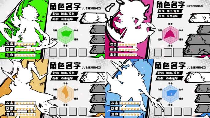 Q版卡通角色属性详情面板展示
