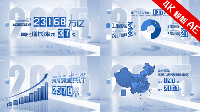 企业数据图表增长柱状图饼状图