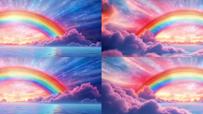 【4K】绚丽彩虹天空云海