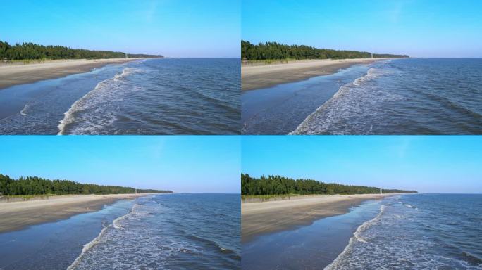 航拍海洋海边海滩沙滩海浪翻滚
