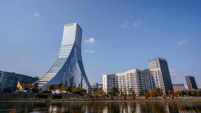 中国欧洲中心科技商业写字楼8K延时摄影