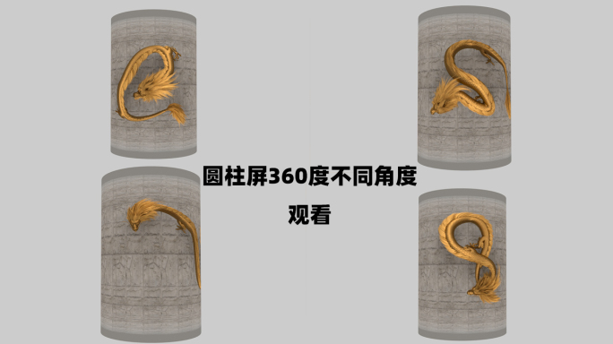 全圆柱柱屏龙盘旋柱子视频素材