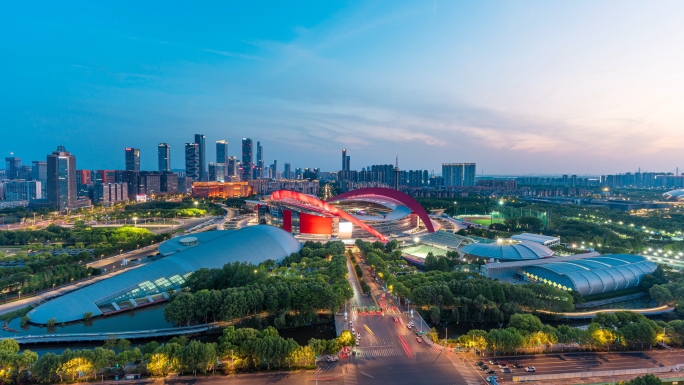 南京河西奥体日转夜延时
