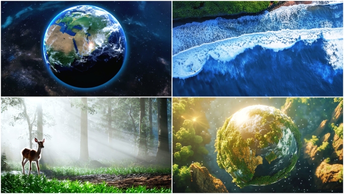 地球航拍绿色地球自然生态绿色环保低碳生活