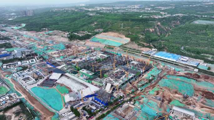 西安东站2025年4月施工建设航拍