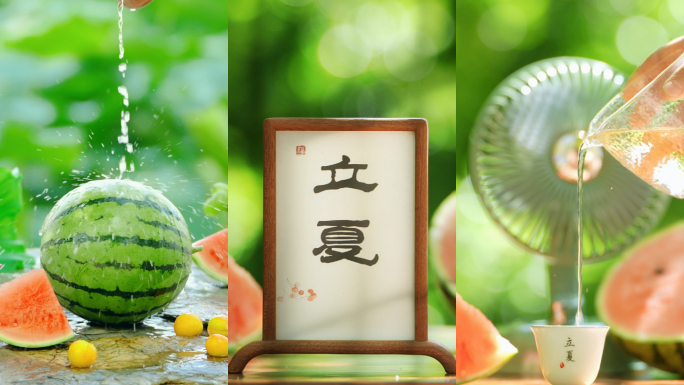 立夏 立夏节气  夏天 荷花 西瓜 竖版
