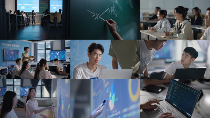大学生上课互动专注研讨学习创业场景