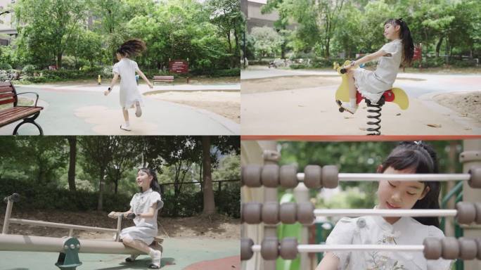 公园里快乐玩耍的小女孩