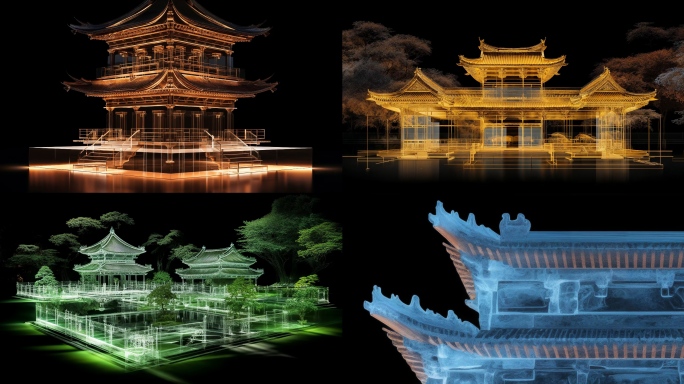 全息效果 榫卯结构 非遗 中式古建筑