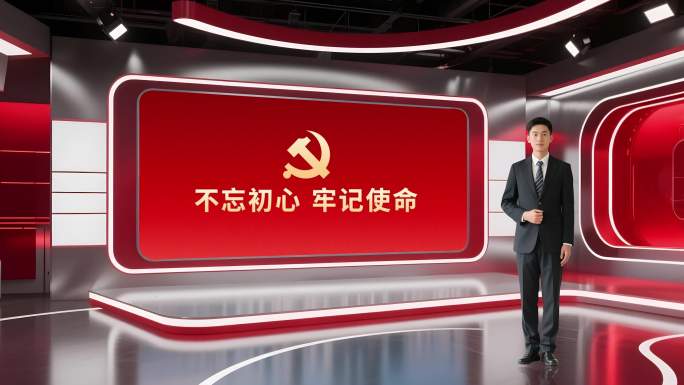 红色主题虚拟演播厅