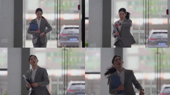职场女性匆忙赶时间
