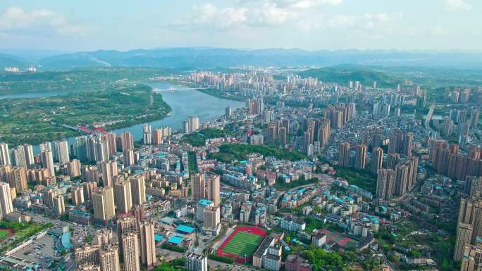 合川区城市全景航拍
