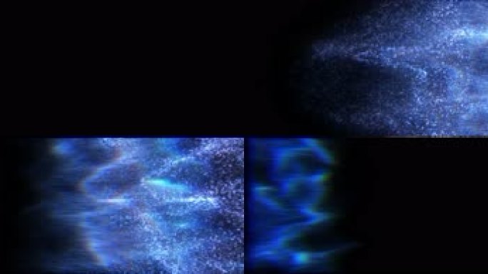 8K梦幻粒子光束流动 转场 蓝色 能量
