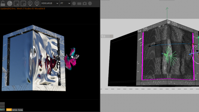 裸眼3d孔雀鱼L幕折幕C4D文件