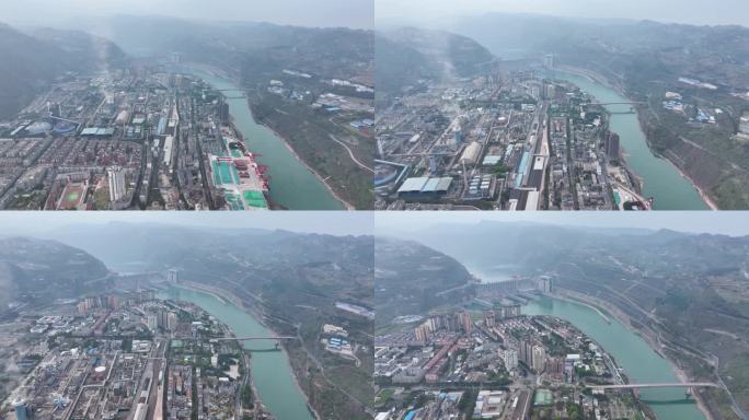 云南水富市一镜到底航拍4K御三