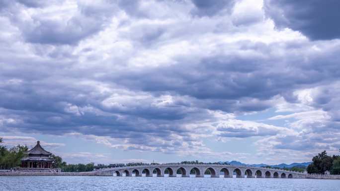 颐和园延时：十七孔桥流云