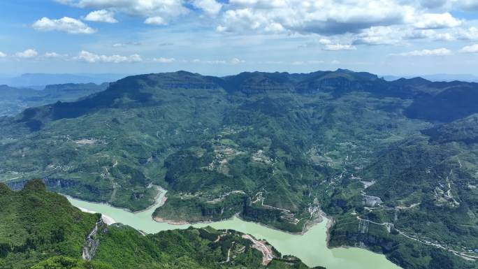 航拍重庆南川金山湖水库风光