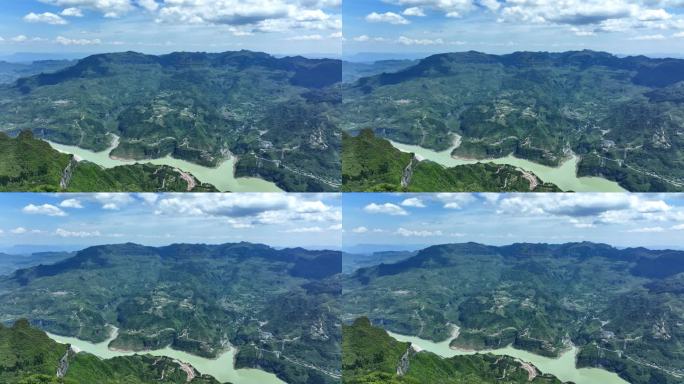 航拍重庆南川金山湖水库风光