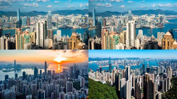 香港维多利亚港航拍延时