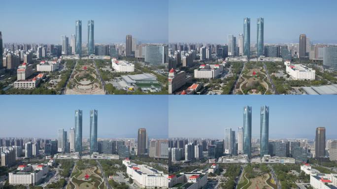 4K航拍南昌绿地双子塔