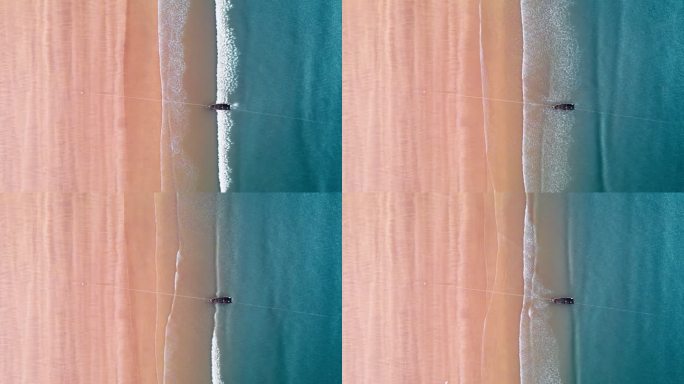 碧蓝干净的海岸沙滩俯视视角航拍