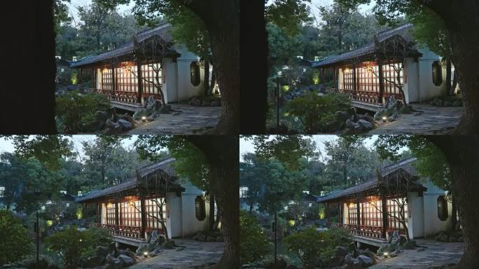 南京园林瞻园的宁静夜景