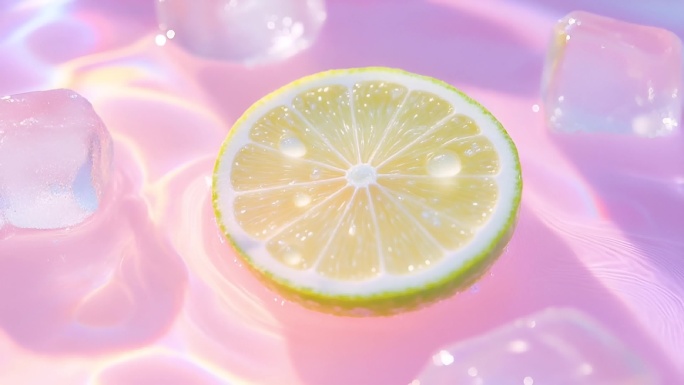 水果与冰块的清凉碰撞
