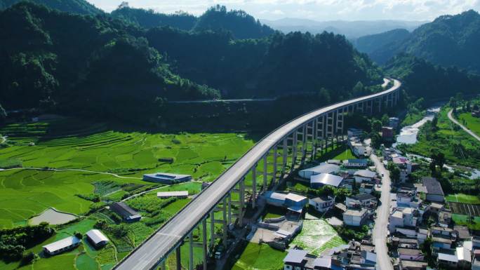 航拍山区高速公路道路建设公路网