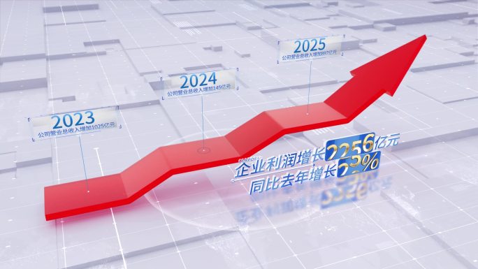 红色箭头企业业绩财务增长数据展示
