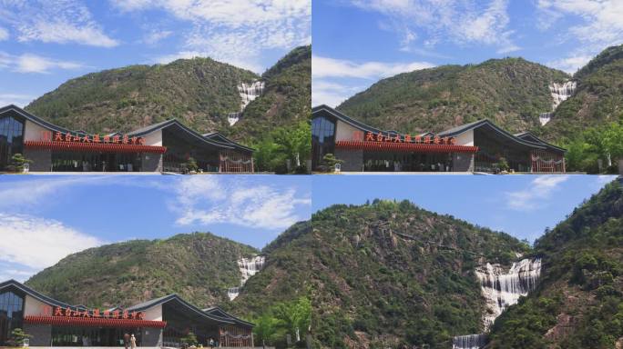 夏日浙江天台山大瀑布景区风光延时