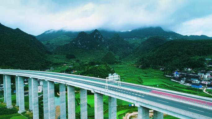 航拍中国西南高速公路建设公路网
