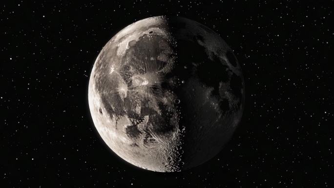 月亮特写与星空