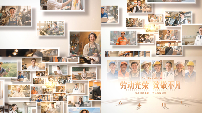 五一劳动节照片汇聚片头