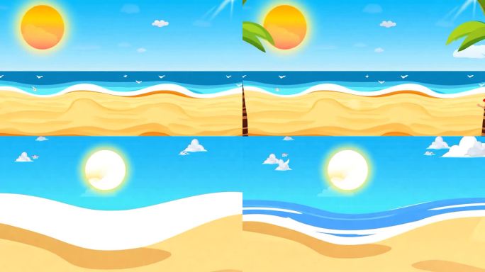 卡通风格的夏日海滩