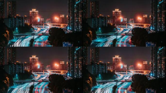重庆鹅公岩立交桥大桥夜景延迟