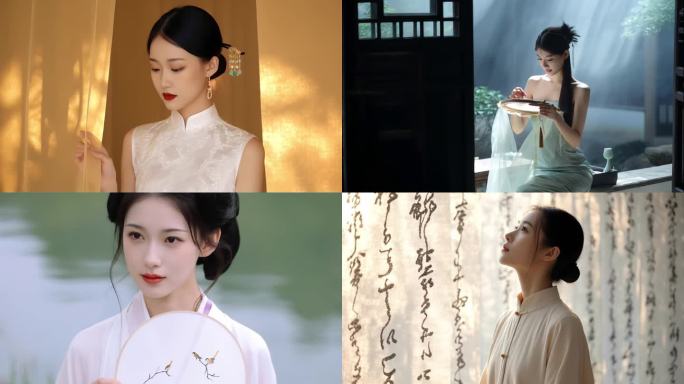 各种中式新中式风美女素材