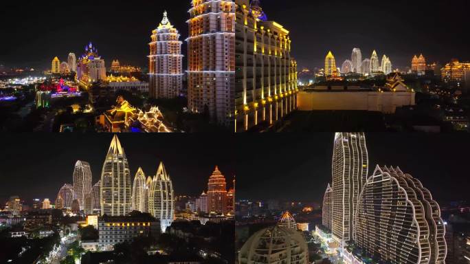 航拍西双版纳星光夜市