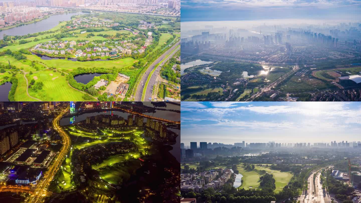 城市景观与高尔夫球场风光生态绿地