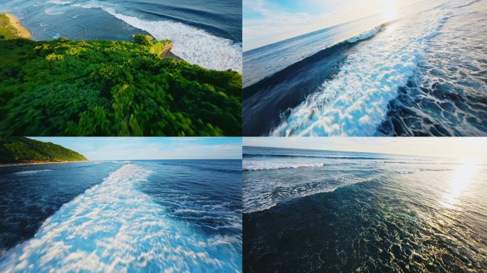 4K大海穿越机航拍，航拍海浪