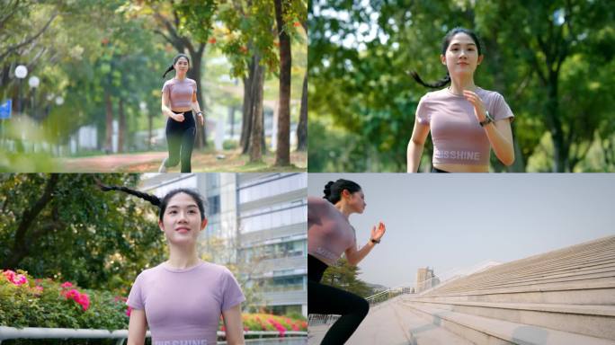 活力女性户外跑步运动