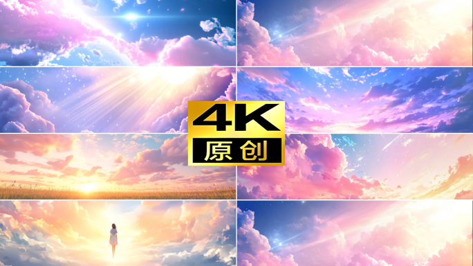 合集 4K梦幻动漫彩虹云梦幻天空云